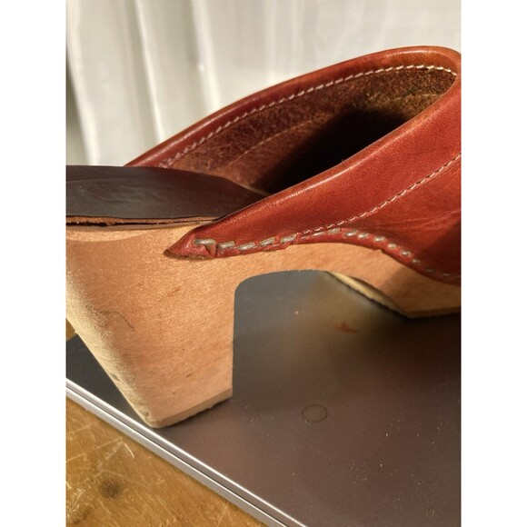 Classic Clogs Rust 3” Heel Wooden Swedish Hasbeens Sandals Womens US 8 EU 39 - Picture 3 of 14